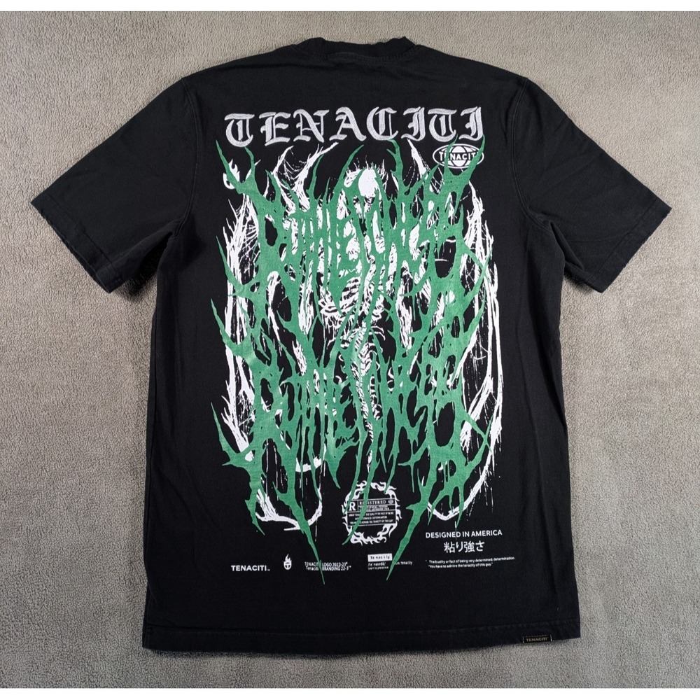 Tenaciti Studios T-Shirt Mens Large Black‎ Ghost Graphic Distressed Streetwear